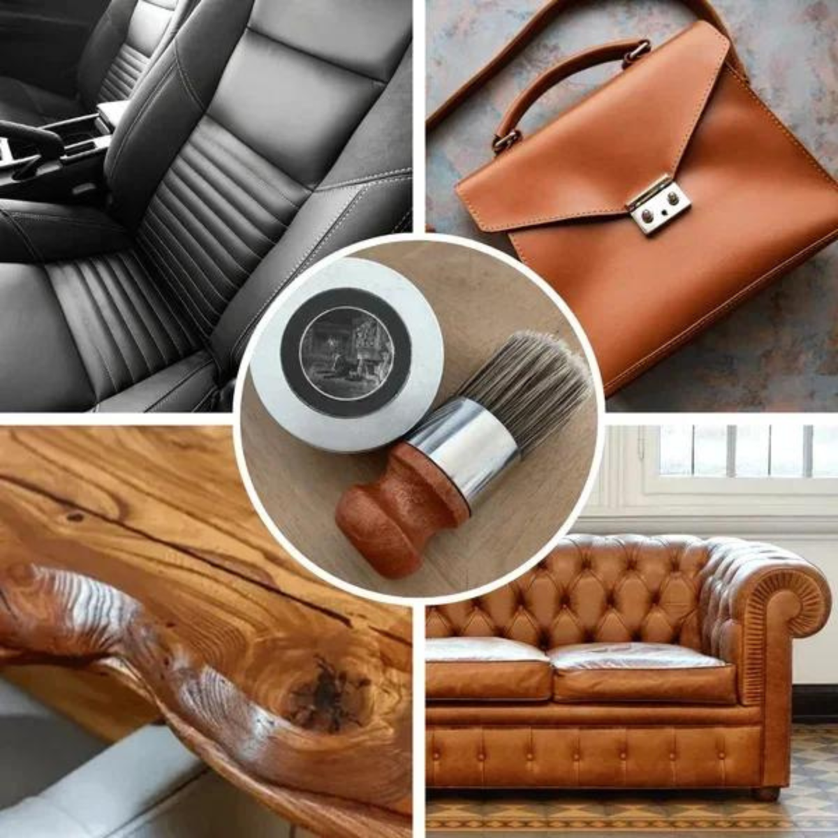 Leather Care Balm Wax Based Colorless Wooden Brush Included