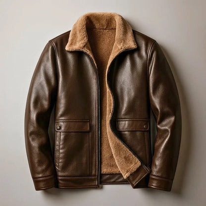 Leather Jacket Sherpa-Lined Insulating Warmth