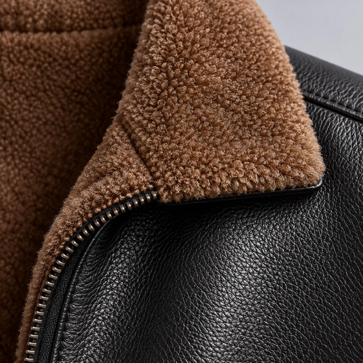 Leather Jacket Sherpa-Lined Insulating Warmth