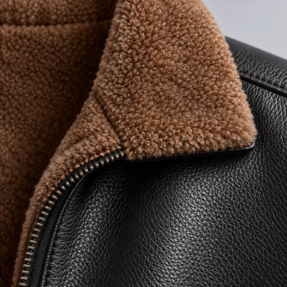 Leather Jacket Sherpa-Lined Insulating Warmth