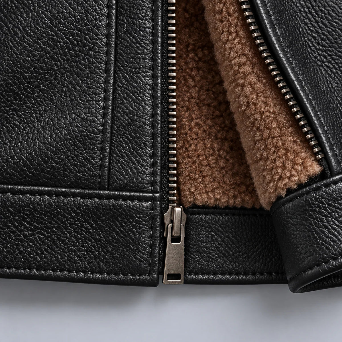 Leather Jacket Sherpa-Lined Insulating Warmth