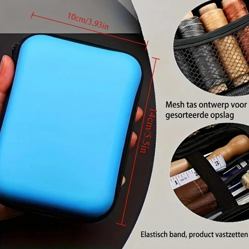 Leather Sewing Kit Waxed Thread Precision Needles Zippered Case