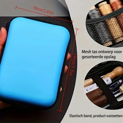 Leather Sewing Kit Waxed Thread Precision Needles Zippered Case