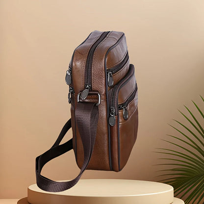 Leather Shoulder Bag for Men – Spacious Cowhide with Strap Adjustability