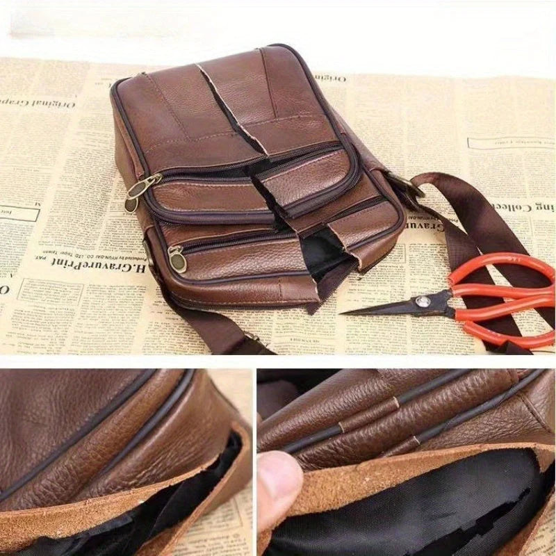 Leather Shoulder Bag for Men – Spacious Cowhide with Strap Adjustability