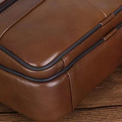 Leather Shoulder Bag for Men – Spacious Cowhide with Strap Adjustability