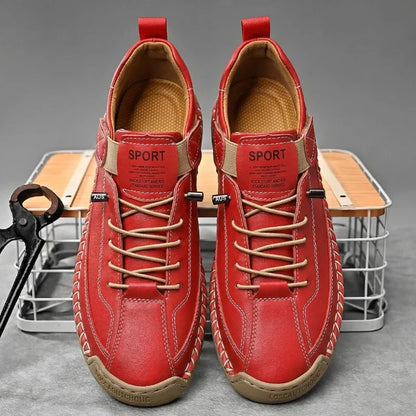 Leather Sneakers Handcrafted Stitching Cushioned Sole All-Day Comfort