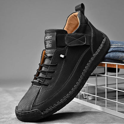 Leather Sneakers Handcrafted Stitching Cushioned Sole All-Day Comfort