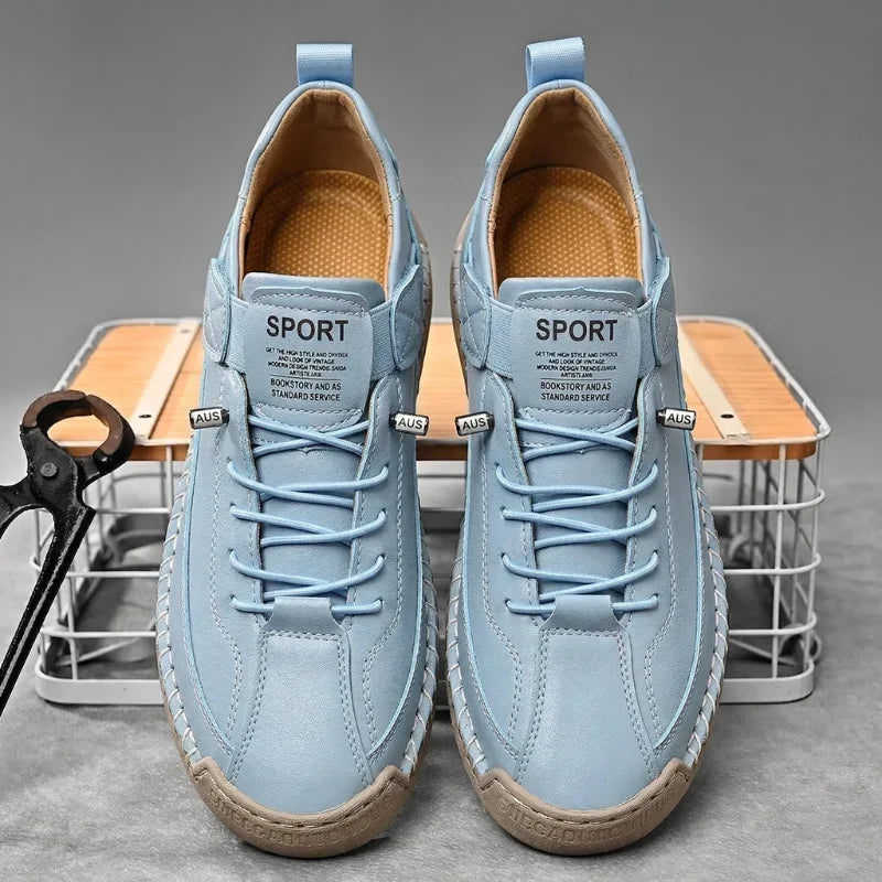 Leather Sneakers Handcrafted Stitching Cushioned Sole All-Day Comfort