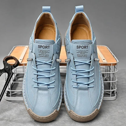 Leather Sneakers Handcrafted Stitching Cushioned Sole All-Day Comfort