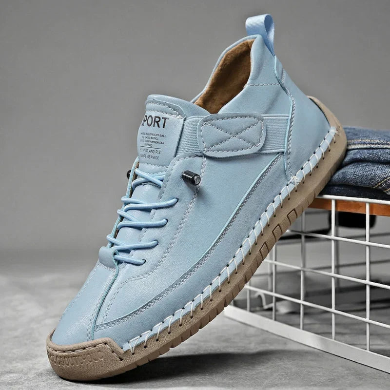 Leather Sneakers Handcrafted Stitching Cushioned Sole All-Day Comfort