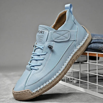 Leather Sneakers Handcrafted Stitching Cushioned Sole All-Day Comfort