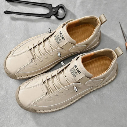 Leather Sneakers Handcrafted Stitching Cushioned Sole All-Day Comfort