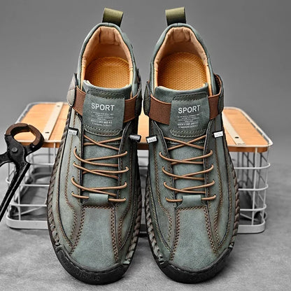 Leather Sneakers Handcrafted Stitching Cushioned Sole All-Day Comfort