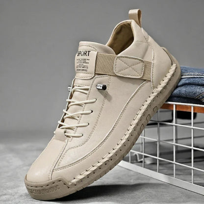 Leather Sneakers Handcrafted Stitching Cushioned Sole All-Day Comfort