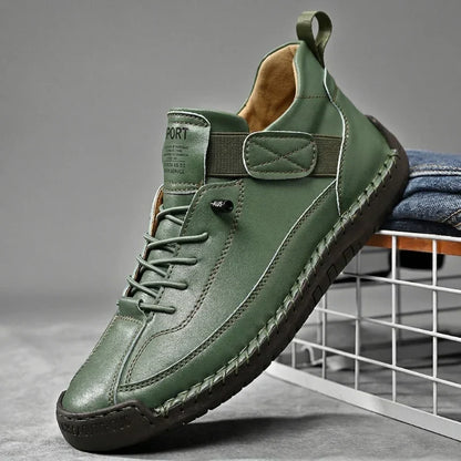 Leather Sneakers Handcrafted Stitching Cushioned Sole All-Day Comfort