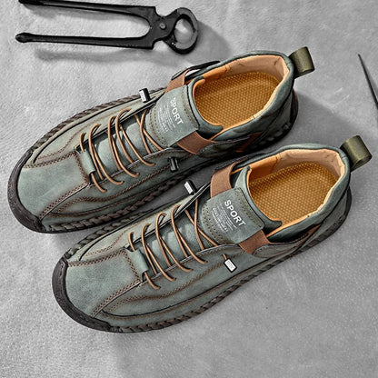 Leather Sneakers Handcrafted Stitching Cushioned Sole All-Day Comfort
