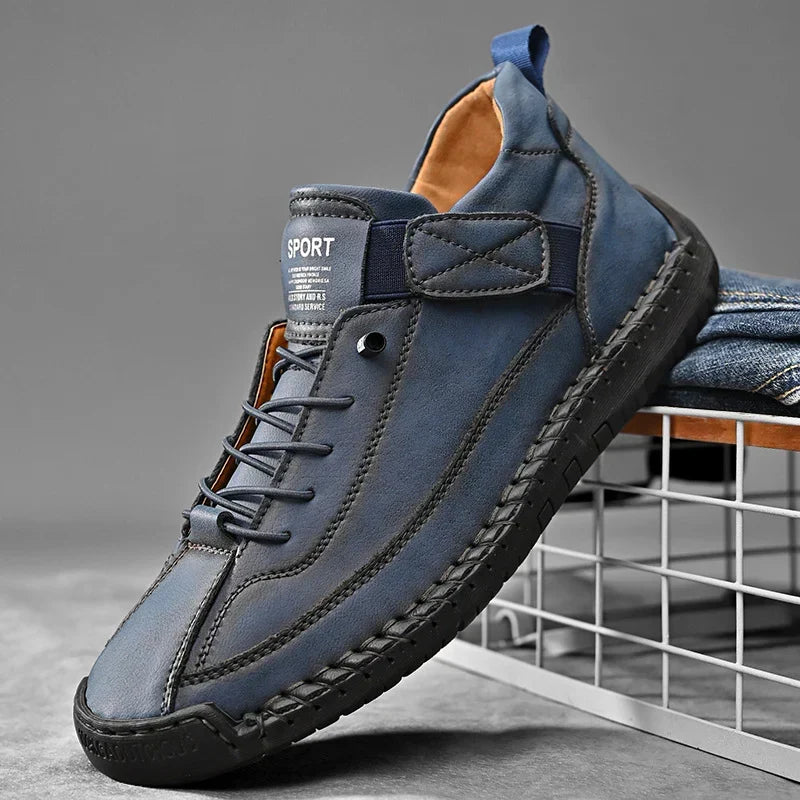Leather Sneakers Handcrafted Stitching Cushioned Sole All-Day Comfort