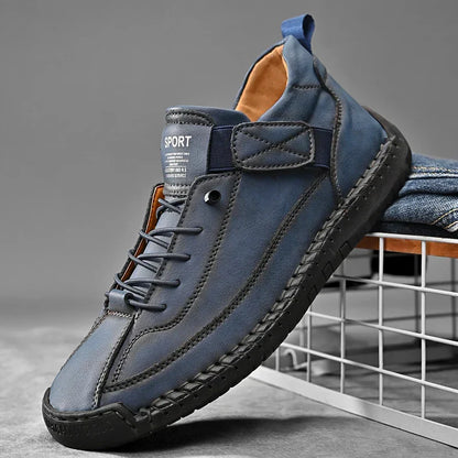 Leather Sneakers Handcrafted Stitching Cushioned Sole All-Day Comfort
