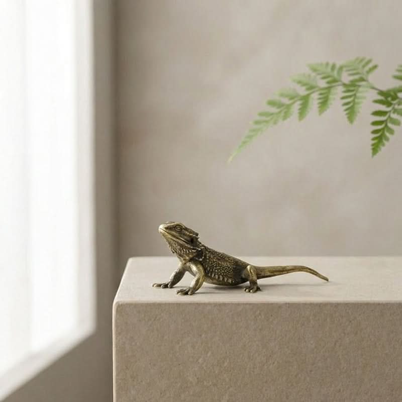 Lizard Figurine Solid Polished Brass Desk Accent