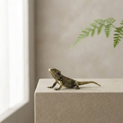 Lizard Figurine Solid Polished Brass Desk Accent