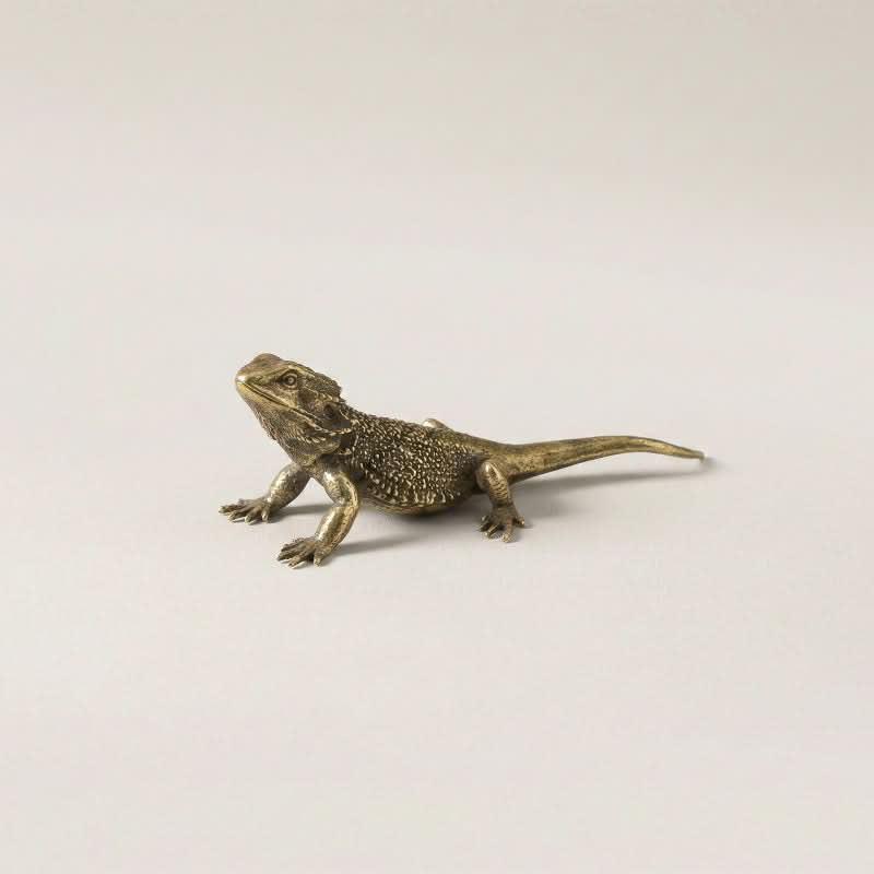 Lizard Figurine Solid Polished Brass Desk Accent