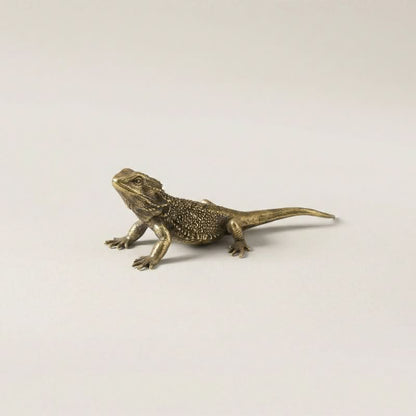 Lizard Figurine Solid Polished Brass Desk Accent