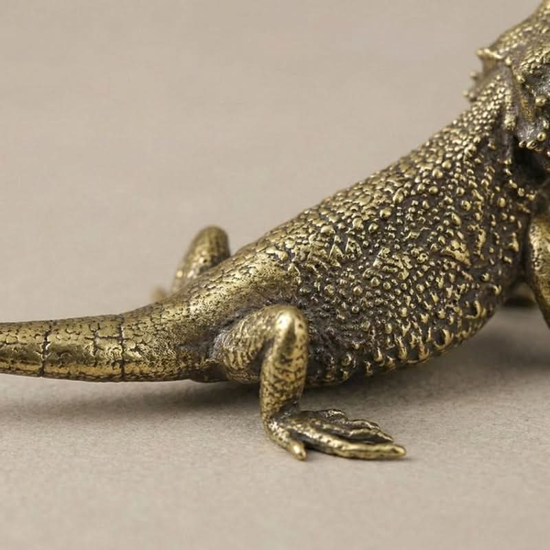 Lizard Figurine Solid Polished Brass Desk Accent