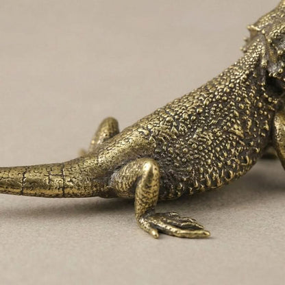 Lizard Figurine Solid Polished Brass Desk Accent