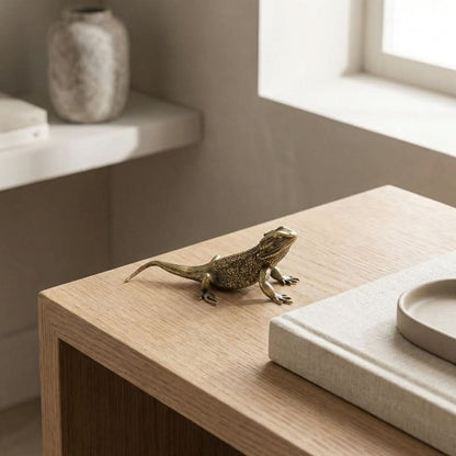 Lizard Figurine Solid Polished Brass Desk Accent
