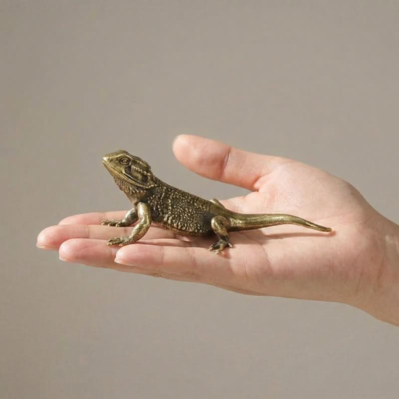 Lizard Figurine Solid Polished Brass Desk Accent