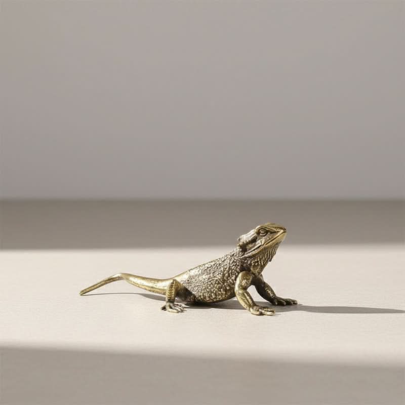Lizard Figurine Solid Polished Brass Desk Accent