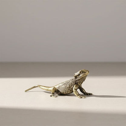Lizard Figurine Solid Polished Brass Desk Accent
