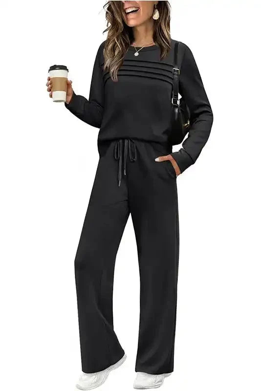Lounge Set Cotton Blend Breathable Drawstring Pants