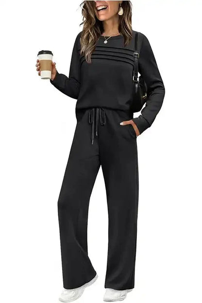 Lounge Set Cotton Blend Breathable Drawstring Pants