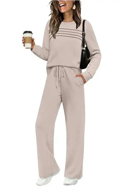 Lounge Set Cotton Blend Breathable Drawstring Pants