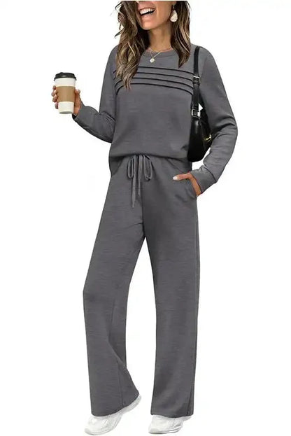 Lounge Set Cotton Blend Breathable Drawstring Pants