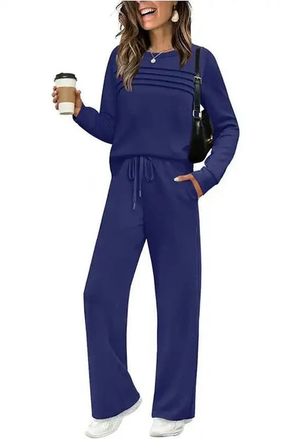 Lounge Set Cotton Blend Breathable Drawstring Pants