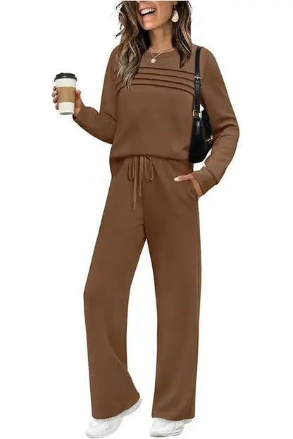 Lounge Set Cotton Blend Breathable Drawstring Pants