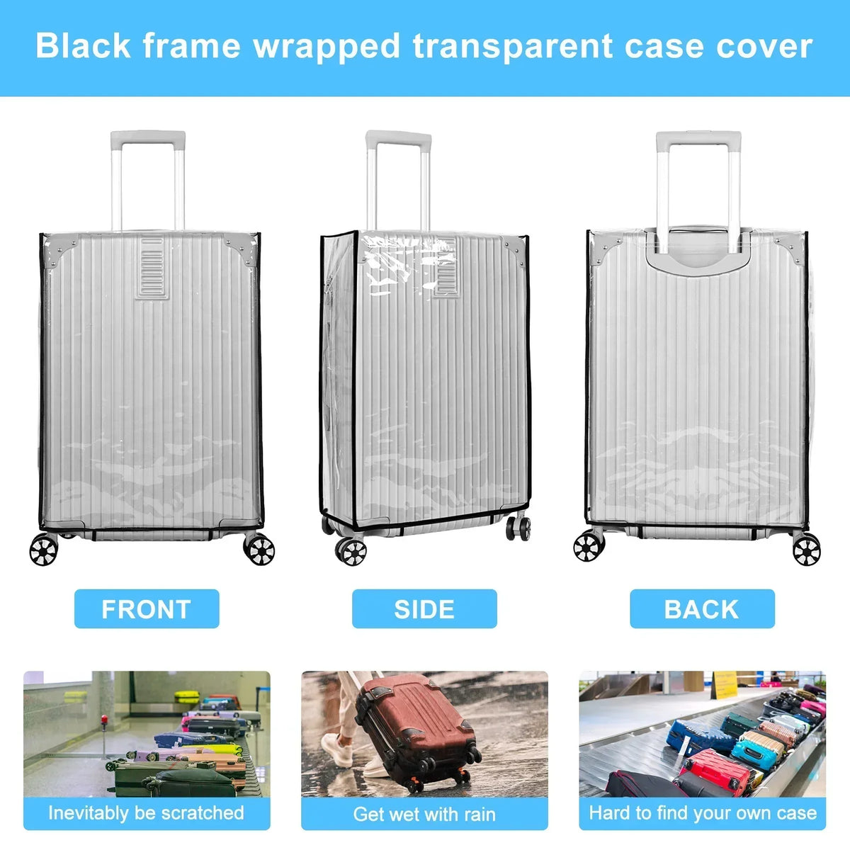 Luggage Cover Clear PVC Waterproof & Scratch Protection