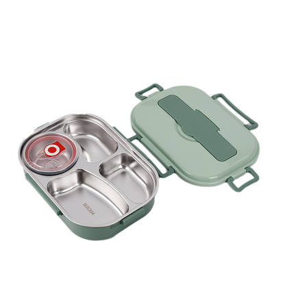 Lunch Box Stainless Steel Separate Compartments & Soup Bowl