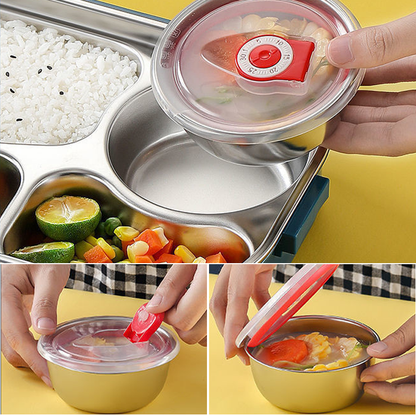 Lunch Box Stainless Steel Separate Compartments & Soup Bowl