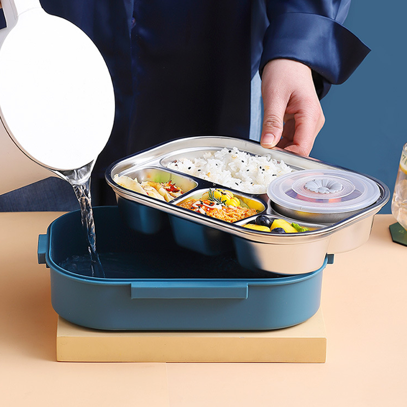 Lunch Box Stainless Steel Separate Compartments & Soup Bowl
