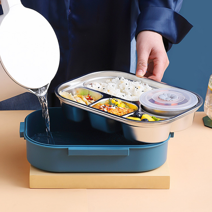 Lunch Box Stainless Steel Separate Compartments & Soup Bowl