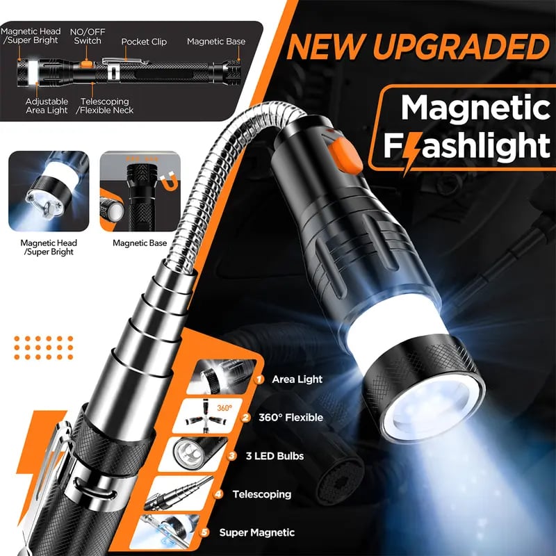 Magnetic Grabber Extendable 22.6 In 3 LED Neodymium Magnet