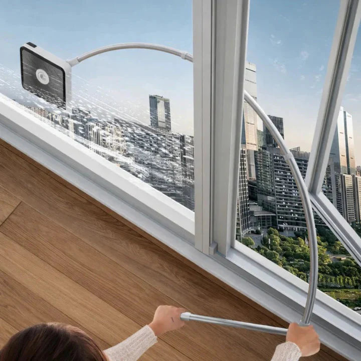 Magnetic Window Cleaner Dual-Sided Microfiber Extendable Handle