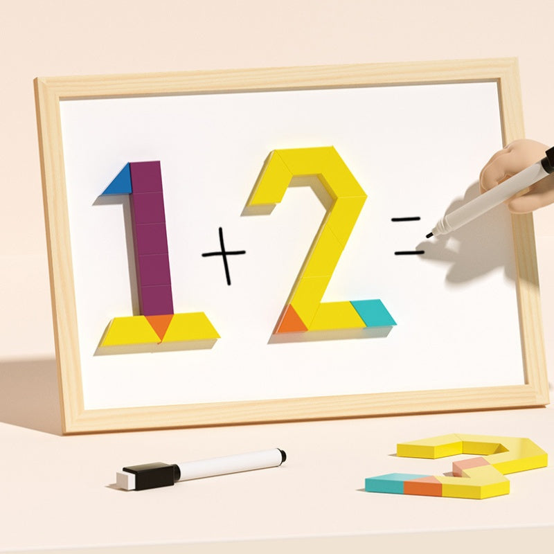Magnetic Wooden Building Blocks Pattern Cards & Storage Box