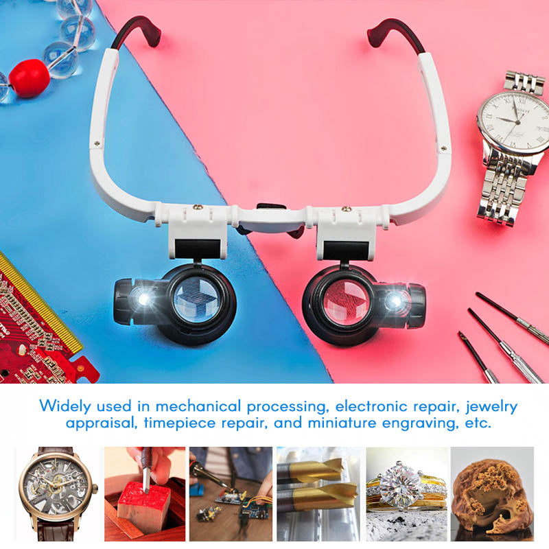 Magnifying Glasses Hands-Free Dual LED & 6 Interchangeable Lenses