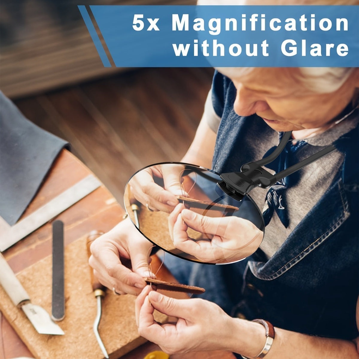 Magnifying Glasses Hands-Free Flexible Gooseneck 5x Magnification