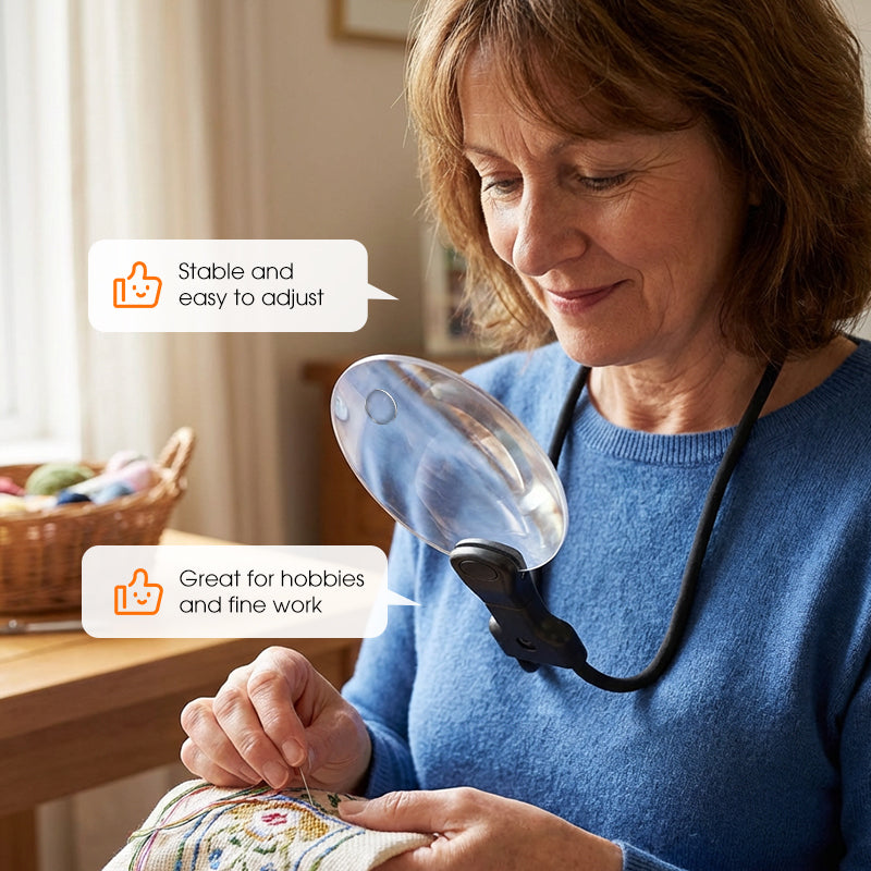 Magnifying Glasses Hands-Free Flexible Neckband 5X & 10X